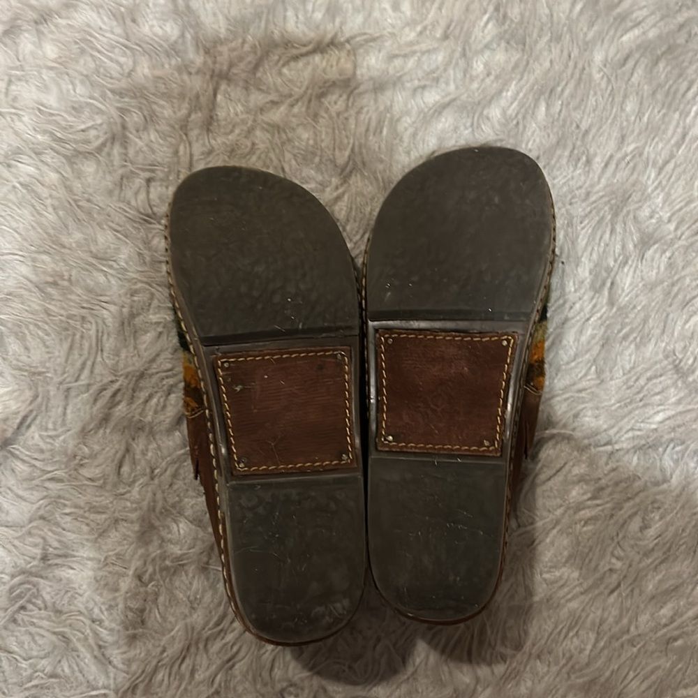 Born kimmy leather wool green, orange and yellow pattern slip‎ on clogs size 7 - Picture 7 of 10